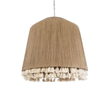 STARVALLEY 02093 Boho Κρεμαστό Φωτιστικό Μονόφωτο 3 x E27 IP20 Φ80 x Υ80cm Μπεζ Λεπτό Σχοινί Τριχιά Πλέγμα
