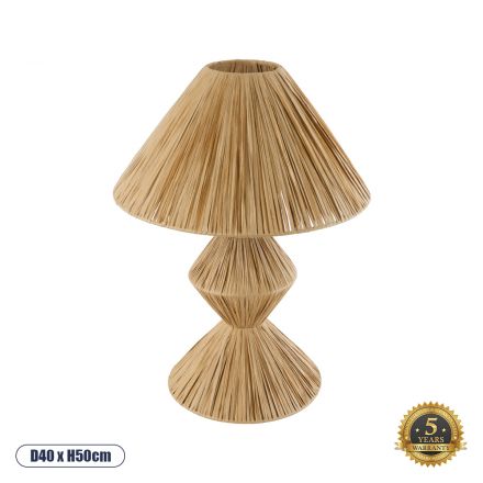 LUANA Boho Επιτραπέζιο Φωτιστικό - Φ40 x Υ50cm - Μπεζ Ξύλινο Ρατάν 