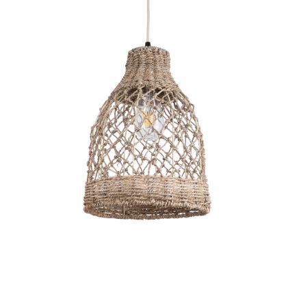 ECUADOR Boho Κρεμαστό Φωτιστικό - Φ25 x Υ35cm Μπεζ Seagrass Φύκι Πλέγμα 