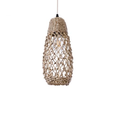 ECUADOR Boho Κρεμαστό Φωτιστικό - Φ15 x Υ35cm Μπεζ Seagrass Φύκι Πλέγμα