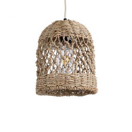 ECUADOR Boho Κρεμαστό Φωτιστικό - Φ20 x Υ25cm Μπεζ Seagrass Φύκι Πλέγμα 