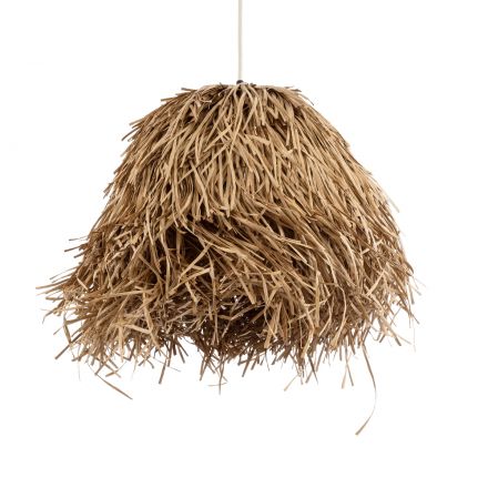GUADELOUPE 02157 Boho Κρεμαστό Φωτιστικό Μονόφωτο 1xE27 IP20 Καφέ Φυσική Ράφια Νήμα Πλέγμα Καμπάνα