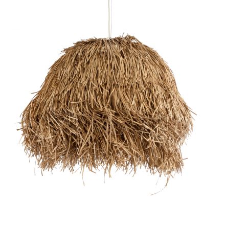 GUADELOUPE 02158 Boho Κρεμαστό Φωτιστικό Μονόφωτο 1xE27 IP20 Φ80 x Υ60cm Καφέ Φυσική Ράφια Νήμα Πλέγμα Καμπάνα