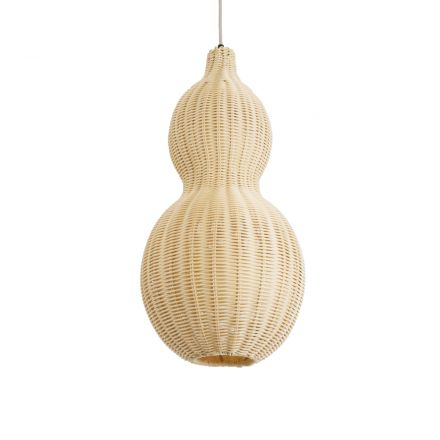 KINGSTOWN 02168 Boho Φωτιστικό Οροφής Μονόφωτο 1xE27 IP20 Φ30 x Υ60cm Μπεζ Ξύλινο Μπαμπού Πλέγμα