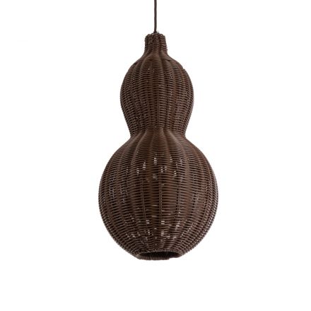 KINGSTOWN 02169 Boho Φωτιστικό Οροφής Μονόφωτο 1xE27 IP20 Φ30 x Υ60cm Καφέ Ξύλινο Μπαμπού Πλέγμα