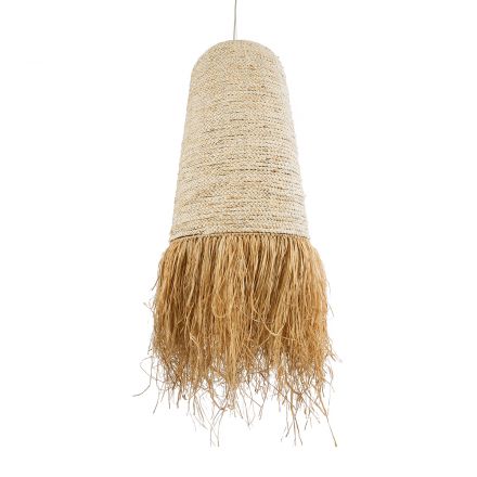 AREMBEPE 02171 Boho Κρεμαστό Φωτιστικό Μονόφωτο 1xE27 IP20 Φ50 x Υ150cm Μπεζ Φυσική Ράφια Νήμα Πλέγμα Καμπάνα