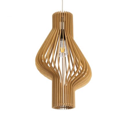 MIHIRO 02172 Boho Κρεμαστό Φωτιστικό Μονόφωτο 1xE27 IP20 Φ32 x Υ56cm Καφέ Ξύλινο Πλέγμα