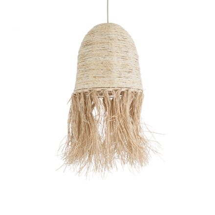 MARTINIQUE 02178 Boho Φωτιστικό Οροφής Μονόφωτο 1xE27 IP20 Φ34 x Υ70cm Μπεζ Φυσική Ράφια Νήμα Πλέγμα Καμπάνα