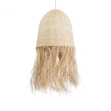 MARTINIQUE 02179 Boho Φωτιστικό Οροφής Μονόφωτο 1xE27 IP20 Φ60 x Υ130cm Μπεζ Φυσική Ράφια Νήμα Πλέγμα Καμπάνα