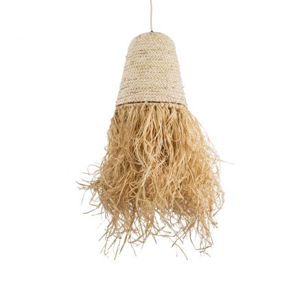 MARTINIQUE 02189 Boho Φωτιστικό Οροφής Μονόφωτο 1xE27 IP20 Φ34 x Υ70cm Μπεζ Φυσική Ράφια Νήμα Πλέγμα Καμπάνα
