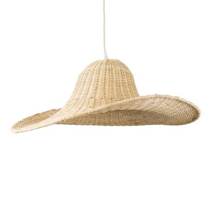ESPARGOS 02214 Boho Κρεμαστό Φωτιστικό Μονόφωτο 1xE27 IP20 Φ70 x Υ35cm Μπεζ Ξύλινο Μπαμπού Πλέγμα