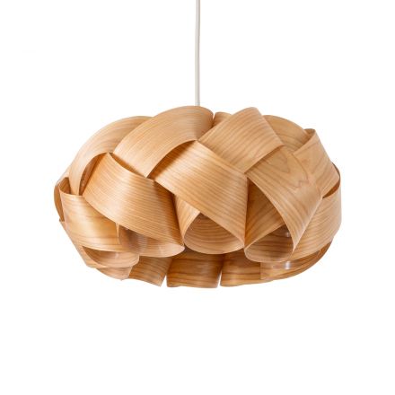 SARDIGNA 02217 Boho Κρεμαστό Φωτιστικό Μονόφωτο 1xE27 IP20 Φ40 x Υ20cm Καφέ Λεπτό Φύλλο Ξύλου Πλέγμα
