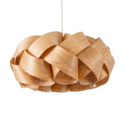 SARDIGNA 02218 Boho Κρεμαστό Φωτιστικό Μονόφωτο 1xE27 IP20 Φ60 x Υ30cm Καφέ Λεπτό Φύλλο Ξύλου Πλέγμα