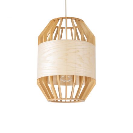 GALIA 02220 Boho Κρεμαστό Φωτιστικό Μονόφωτο 1xE27 IP20 Μπεζ Ξύλινο Μπαμπού Πλέγμα