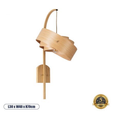 KALAMA Boho Επιτοίχιο Φωτιστικό - Μπεζ Ξύλο - Μ30 x Π40 x Υ70cm