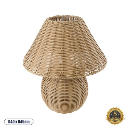 PERU Boho Επιτραπέζιο Φωτιστικό - Φ40 x Υ45cm - Μπεζ Ξύλινο 
