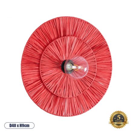 COLOMBO Boho Επιτοίχιο Φωτιστικό Απλίκα - Κόκκινo - Μ40 x Π40 x Υ9cm