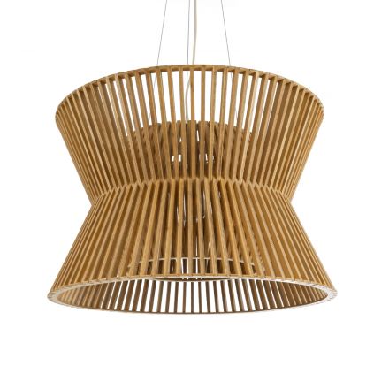 BIMINI 02288 Boho Κρεμαστό Φωτιστικό Μονόφωτο 1xE27 IP20 Καφέ Ξύλινο Πλέγμα Καμπάνα