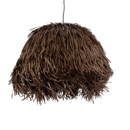GUADELOUPE 02294 Boho Κρεμαστό Φωτιστικό Μονόφωτο 1xE27 IP20 Φ70 x Υ45cm Καφέ Φυσική Ράφια Νήμα Πλέγμα Καμπάνα