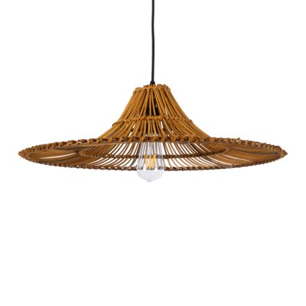 PALERMO Boho Κρεμαστό Φωτιστικό - Φ60 x Υ18cm Μπεζ Καφέ Ξύλινο Μπαμπού 