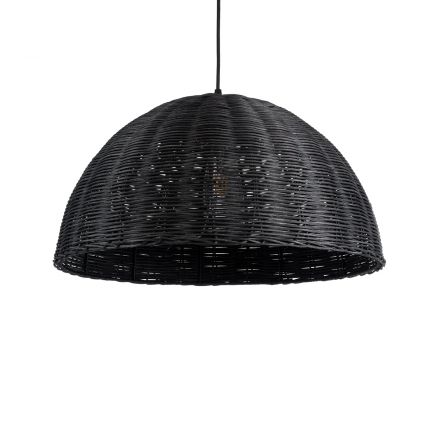 MONTANA Boho Κρεμαστό Φωτιστικό - Φ50 x Υ25cm Μαύρο Μπαμπού Πλέγμα  