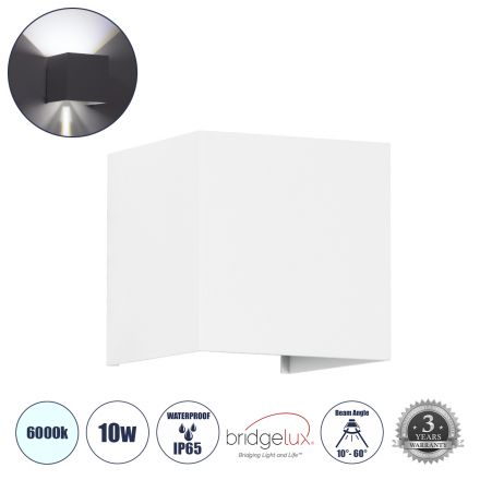 AXIS-S Απλίκα Εσωτερικού/Εξωτερικού Χώρου Up & Down LED 10W 1250lm 10 έως 60° - IP65 - 6000K - Λευκό