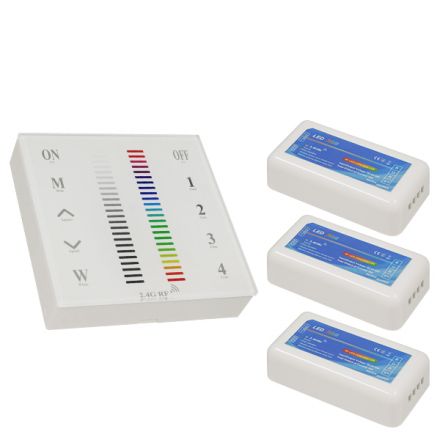 Ασύρματος LED RGB Controller με Χειριστήριο Τοίχου Αφής 2.4G RF 12v (432w) - 24v (864w) DC για Τρία Group 