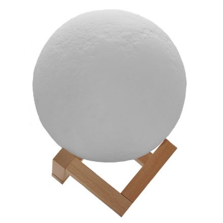 Επαναφορτιζόμενο Διακοσμητικό Ανάγλυφο Φωτιστικό Αφής 3D Moon 15cm 2 Χρωμάτων Ντιμαριζόμενο GloboStar 07028