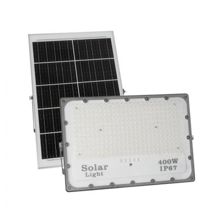 LUMOVOX 73070 Προβολέας LED 400W 20000lm 120° DC 5V με Φωτοβολταϊκό Panel 5V 25W & Επαναφορτιζόμενη Μπαταρία Li-ion 3.2V 20000mAh Ψυχρό Λευκό 6000K 400xSMD2835 Γκρι Ανθρακί -