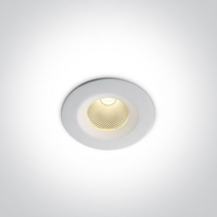 One Light Χωνευτό COB LED Spot 7W 3000K 60° Die Cast Λευκό IP20 230V