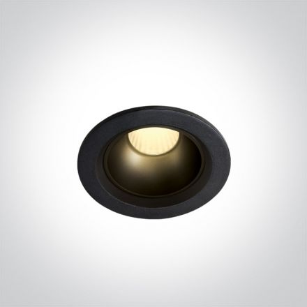 Χωνευτό Σποτ COB LED 7W 3000K Die Cast/Πλαστικό 230V Μαύρο