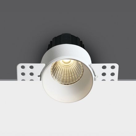 Στρογγυλό Χωνευτό Trimless LED Spot 12W 3000K Αλουμίνιο Λευκό Dark Light