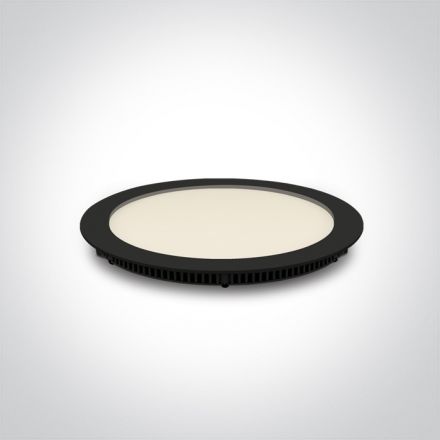 Στρογγυλό Χωνευτό LED Panel 18W 3000K Die Cast Μαύρο IP40 230V