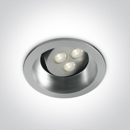 Χωνευτό Spot LED 3x1W 4000K 45° Semi Trimless Αλουμίνιο Γκρι Dimmable