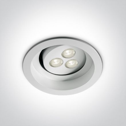 Χωνευτό Spot LED 3x1W 4000K 45° Semi Trimless Αλουμίνιο Λευκό Dimmable