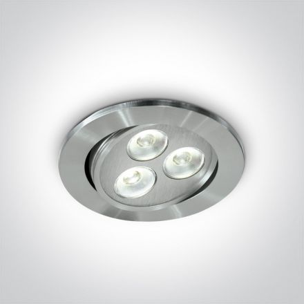 One Light Χωνευτό LED Spot 3x1W 6000K 15° Αλουμίνιο Dimmable