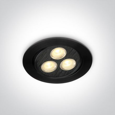 Χωνευτό LED Spot 3x1W 3000K 15° Αλουμίνιο Μαύρο Dimmable