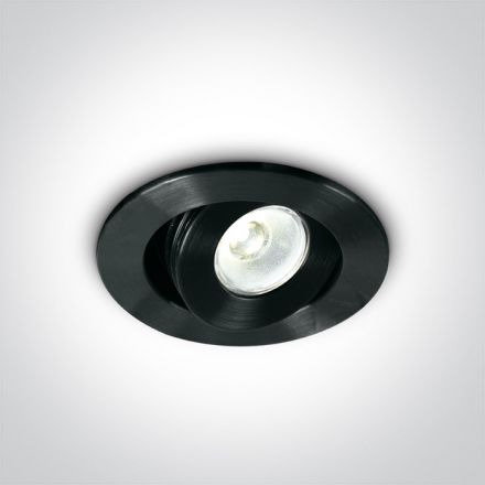 One Light Χωνευτό LED Spot 3W 6000K 15° Αλουμίνιο Μαύρο Dimmable