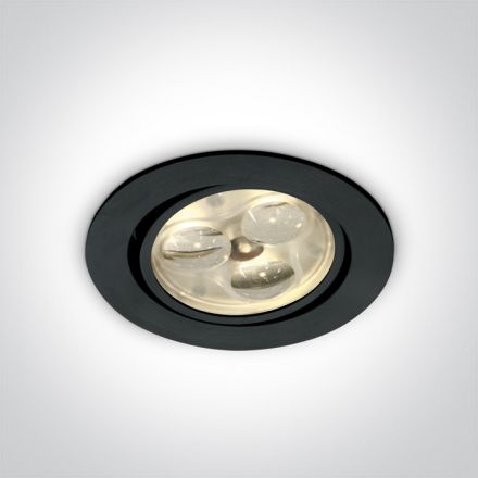 Χωνευτό LED Spot 3x1W 3000K 35° Αλουμίνιο Μαύρο Dimmable