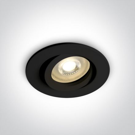 One Light Χωνευτό LED Spot GU10 MR16 Round Clip 100-240V Αλουμίνιο Μαύρο