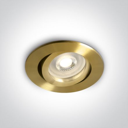 Χωνευτό LED Spot GU10 MR16 Round Clip 100-240V Αλουμίνιο Brushed Brass