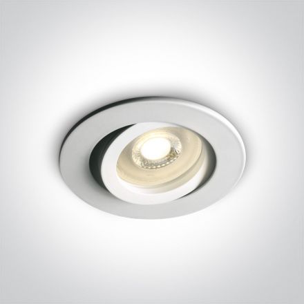 One Light Χωνευτό LED Spot GU10 MR16 Round Clip 100-240V Αλουμίνιο Λευκό