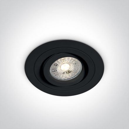 One Light Στρογγυλό Χωνευτό LED Spot GU10 MR16 100-240V Αλουμίνιο Μαύρο