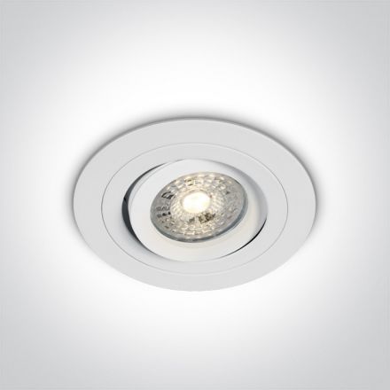 One Light Στρογγυλό Χωνευτό LED Spot GU10 MR16 100-240V Αλουμίνιο Λευκό