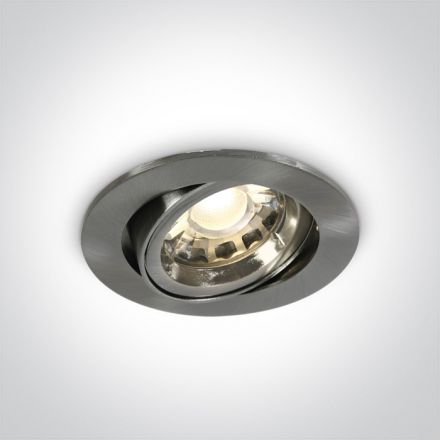 Στρογγυλό Χωνευτό LED Spot Ρυθμιζόμενο GU10 MR16 100-240V Αλουμίνιο Brushed Chrome