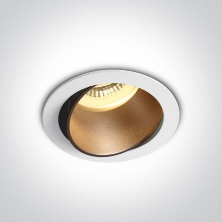 One Light Χωνευτό LED Spot GU10 MR16 100-240V Αλουμίνιο/Πλαστικό Λευκό/Brass
