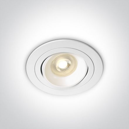 One Light Στρογγυλό Χωνευτό LED Spot GU10 MR16 100-240V Αλουμίνιο Λευκό 11105UB