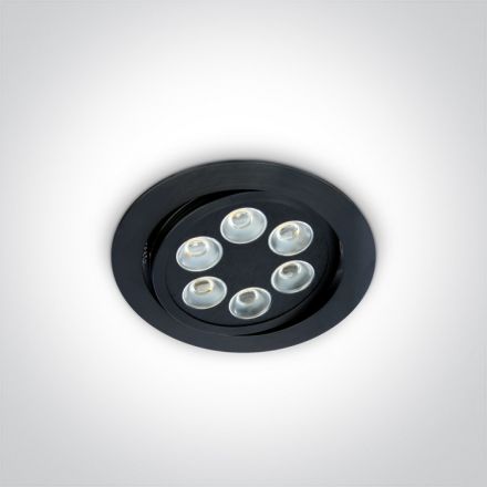 Χωνευτό Multi LED Spot 6x1W Ρυθμιζόμενο 3000K 35° Αλουμίνιο Μαύρο IP20 230V