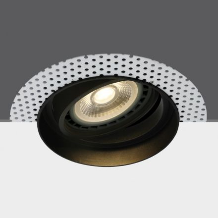One Light Trimless Στρογγυλό Χωνευτό Spot LED GU10 R111 Μαύρο Die Cast IP20 100-240V