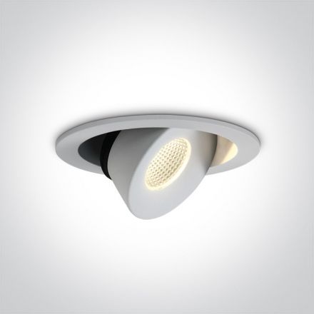 One Light Χωνευτό Spot COB LED 12W 3000K 36° Αλουμίνιο Λευκό Dimmable